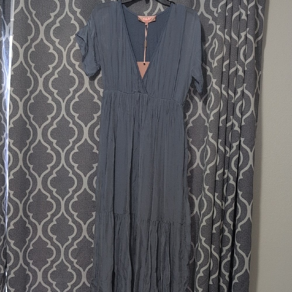 Elegant Long Sleeve Blue Dress